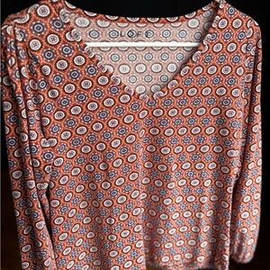 LOFT Orange Asymmetrical 3/4 Sleeve Blouse